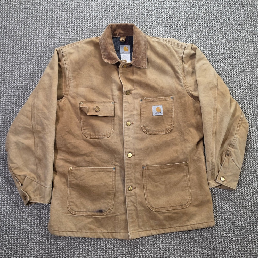 Carhartt Chore Coat Mens 42 C01 BRN Blanket Lined Duck Jacket Brown Made in USA